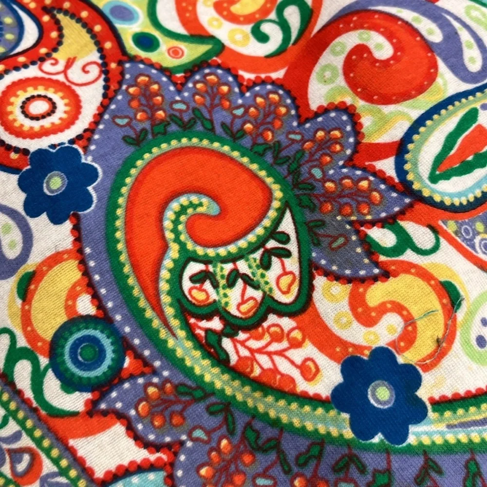 LULU-B Resort 100% Cotton Vibrant Paisley Asymmetric Ruffle Hem Beach Dress SZ S - Picture 6 of 14